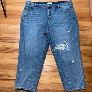 Lane Bryant Flex Magic Waistband High Rise Girlfriend Jeans Lace Knee Size 24